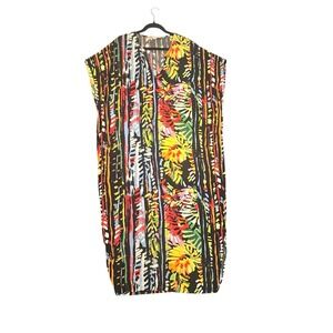 Jams World Dress Joy Print Womens Sz Medium Long Colorful Abstract Floral Hawaii